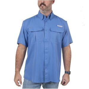 REALTREE Men's Angler Short Sleeve UV 40+ Fishing Guide Shirt in Blue, Size 2XL